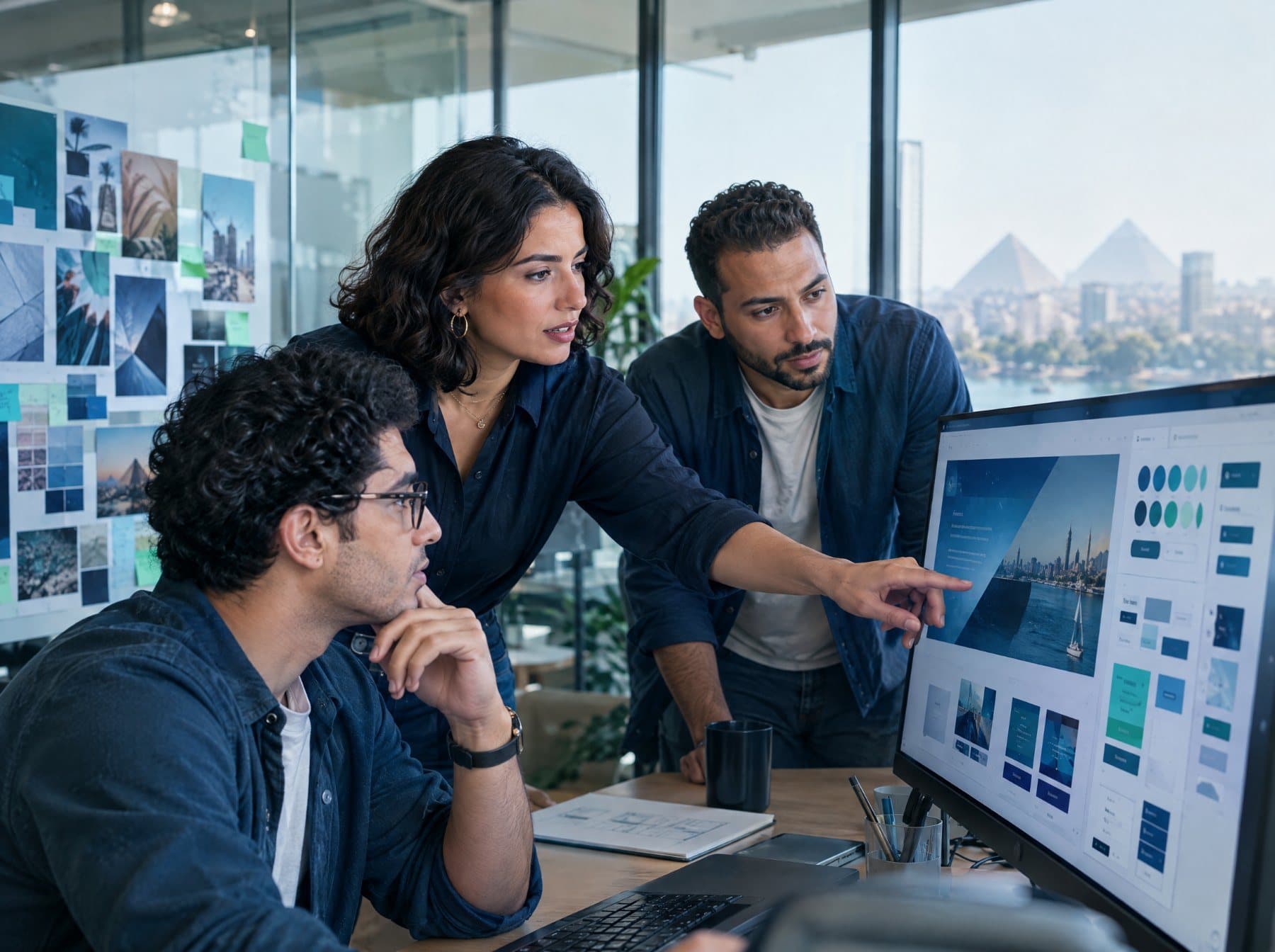 An agency team reviewing a website design and component library